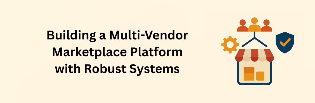 Minimalist beige-background illustration showing Ginkgo Retail logo, connected vendor icons, storefront, gear, and shield.